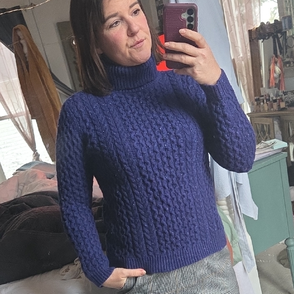 Lands' End Royal Blue Cableknit Sweater